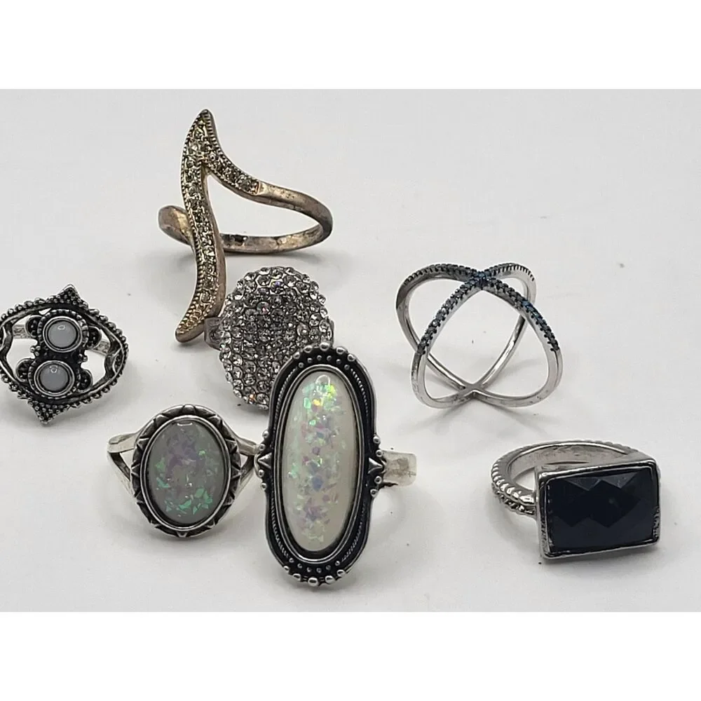 Lot of 7 Fashion Rings Size 6-9 mostly 8